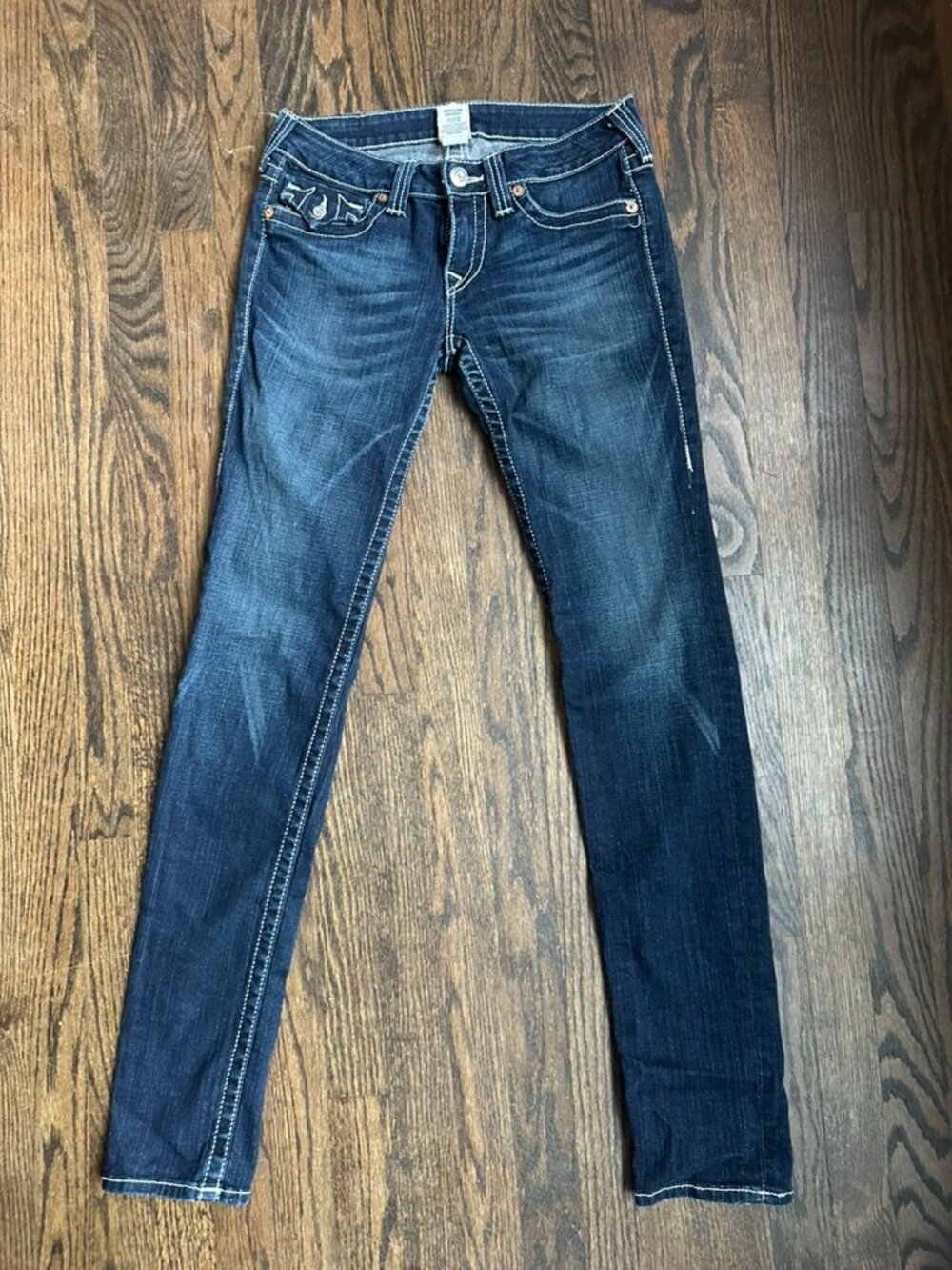 True Religion Julie Big T skinny Dark Wash Jeans Size 28 Made USA